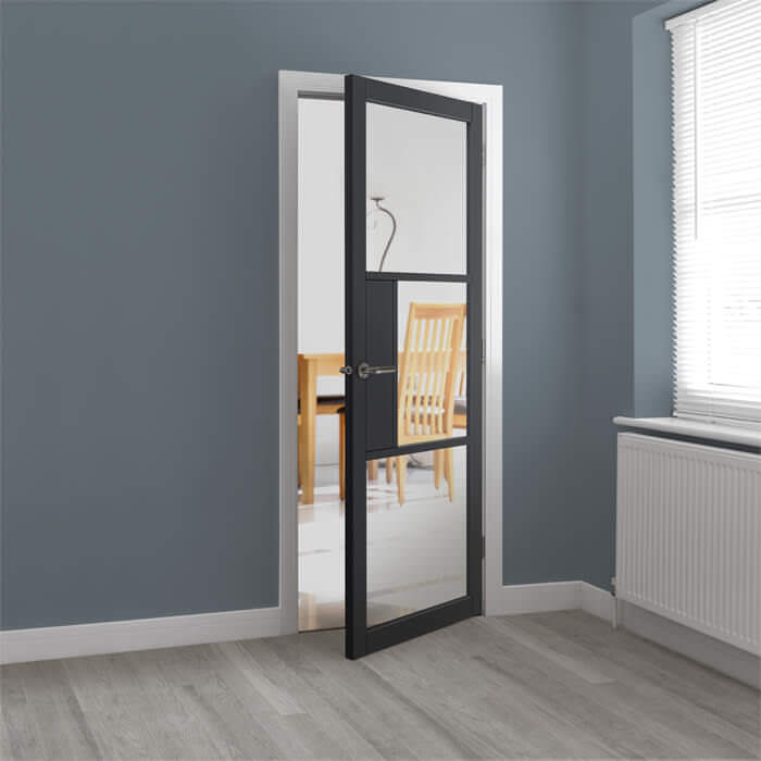 JB Kind Cosmo Pre-Finished Laminated Graphite-Grey 3-Lites Internal Glazed Door