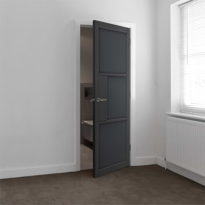 JB Kind Cosmo Pre-Finished Laminated Graphite-Grey 3-Panels Internal Door