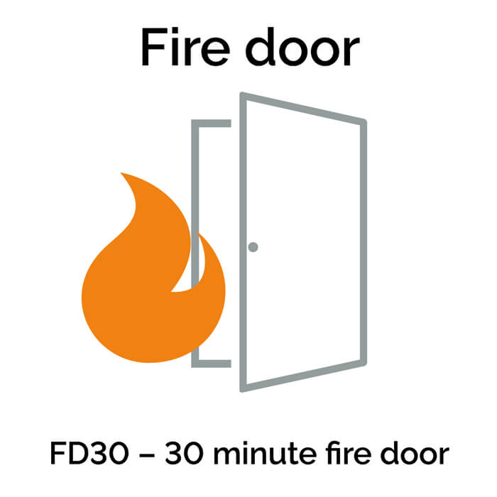 JB Kind Alabama Fumo Pre-Finished Smoky Grey 1-Panel Internal Fire Door