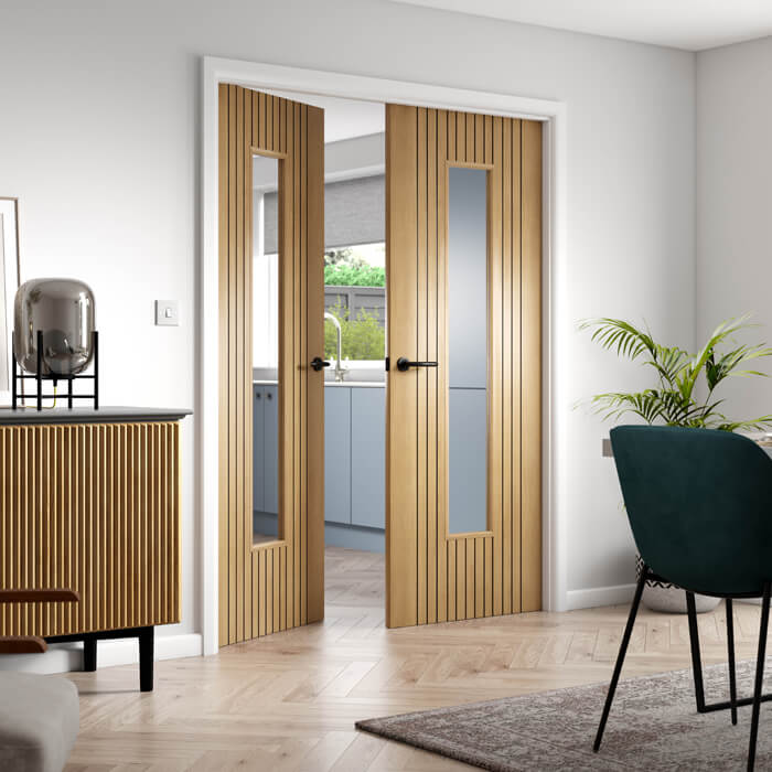 JB Kind Aria Pre-Finished Oak Laminate 1-Lite Internal Glazed Door