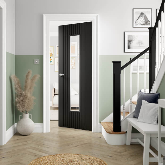 JB Kind Aria Pre-Finished Black Laminate 1-Lite Internal Glazed Door