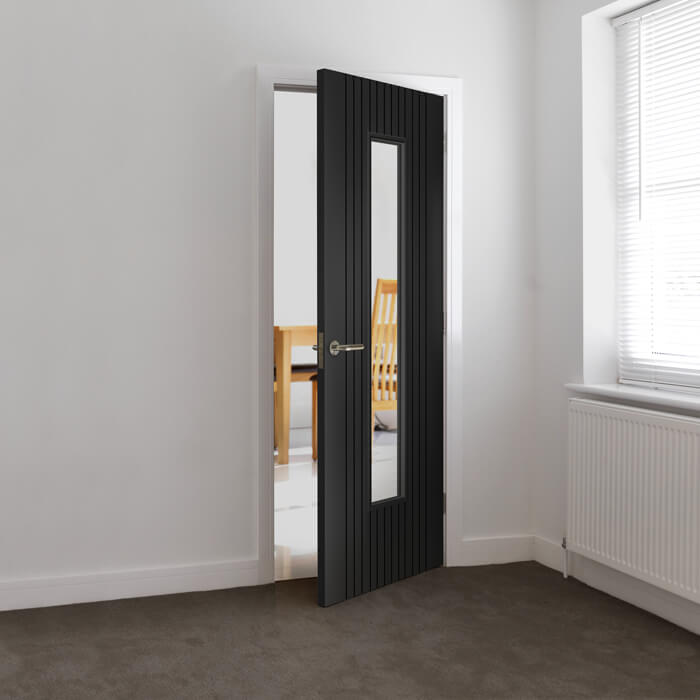 JB Kind Aria Pre-Finished Black Laminate 1-Lite Internal Glazed Door