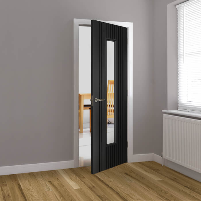 JB Kind Aria Pre-Finished Black Laminate 1-Lite Internal Glazed Door