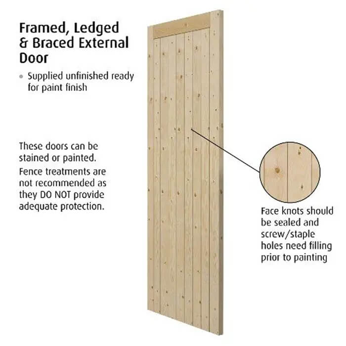 JB Kind FL And B Un-Finished Solid Pine Softwood Boarded External Door