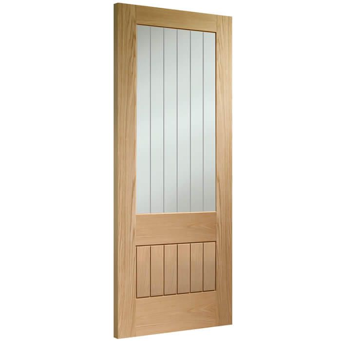 XL Joinery Suffolk Original 2XG Un-Finished Oak 6-Panels 1-Lite Internal Clear Etched Glazed Fire Door