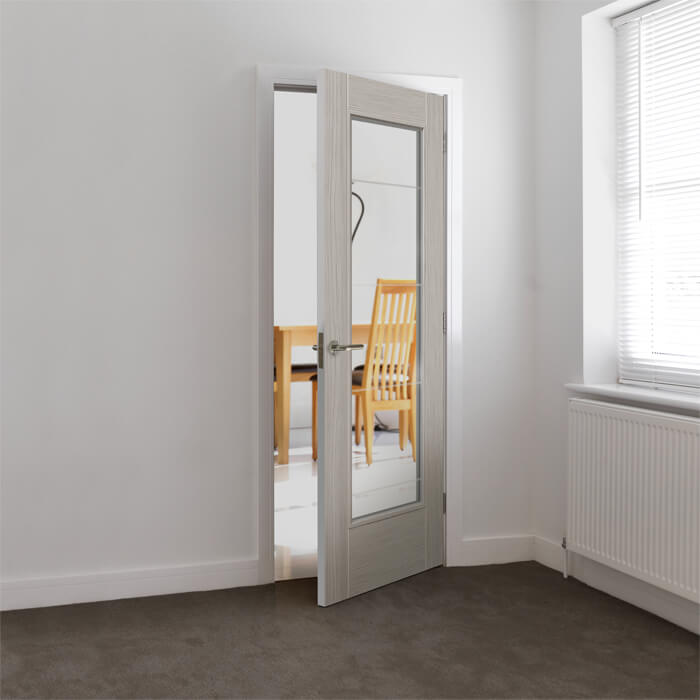 JB Kind Tigris Pre-Finished Light-Grey Laminate 1L Internal Glazed Door