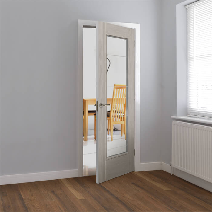 JB Kind Tigris Pre-Finished Light-Grey Laminate 1L Internal Glazed Door