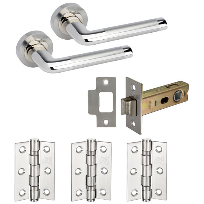 JB Kind Atlanta Satin And Polished-Chrome Door Handle Latch Pack