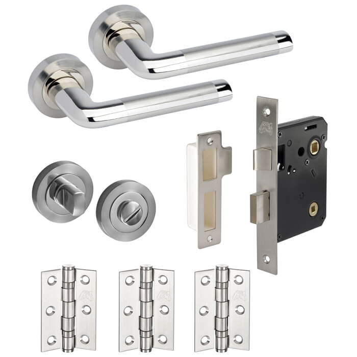 JB Kind Atlanta Satin And Polished-Chrome Door Handle Latch Pack