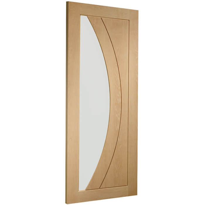 XL Joinery Salerno Un-Finished Oak 2-Panels 1-Lite Internal Glazed Fire Door