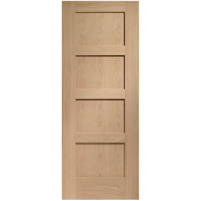 XL Joinery Shaker Clear Lacquer Oak 4-Panels Internal Door