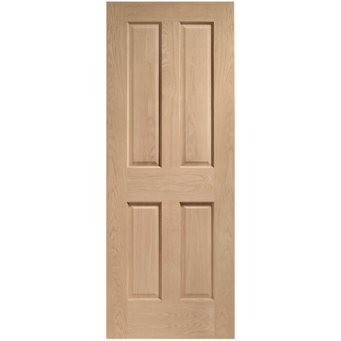 XL Joinery Victorian Clear Lacquer Oak 4-Panels Internal Fire Door