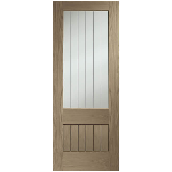 XL Joinery Suffolk Original 2XG Cappuccino Oak 6-Panels 1-Lite Internal Clear Etched Glazed Fire Door