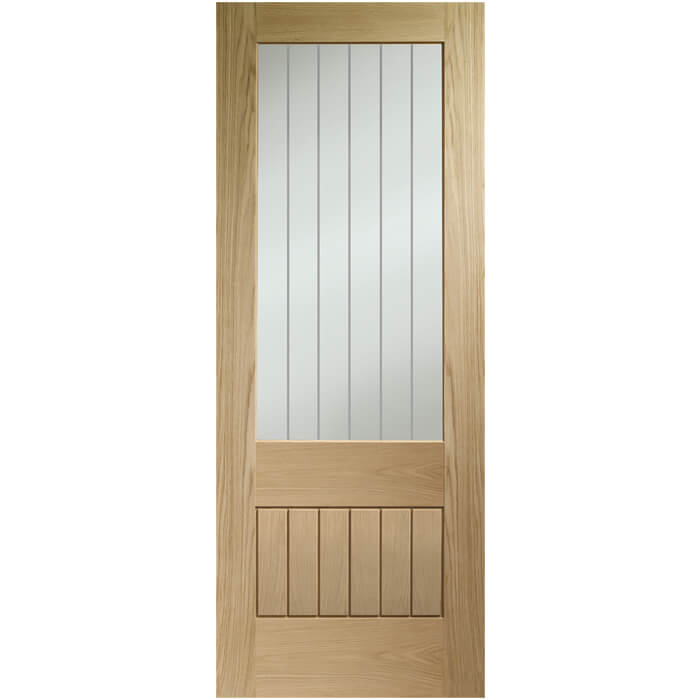 XL Joinery Suffolk Original 2XG Clear Lacquer Oak 6-Panels 1-Lite Internal Clear Etched Glazed Fire Door