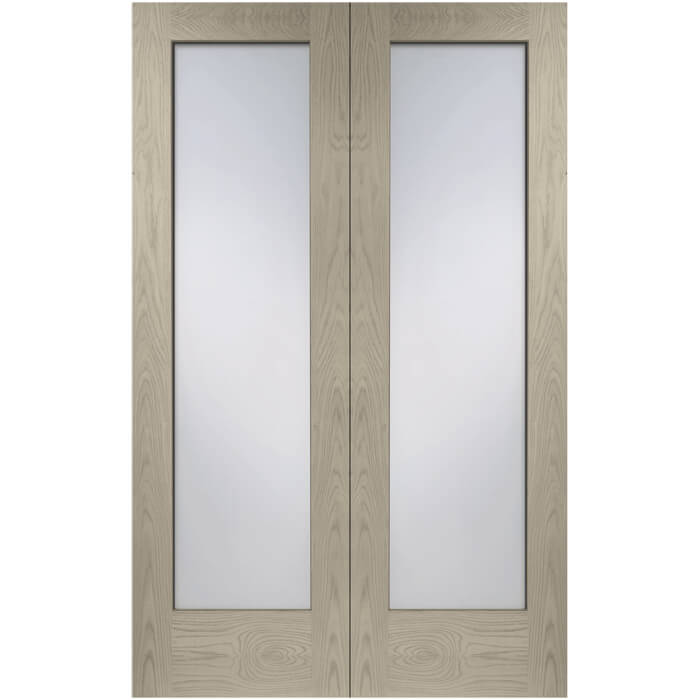 XL Joinery Pattern 10 Crema Oak 2-Lites Internal Obscure Glazed Door Pair