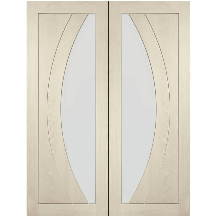 XL Joinery Salerno Blanco Oak 4-Panels 2-Lites Internal Glazed Door Pair