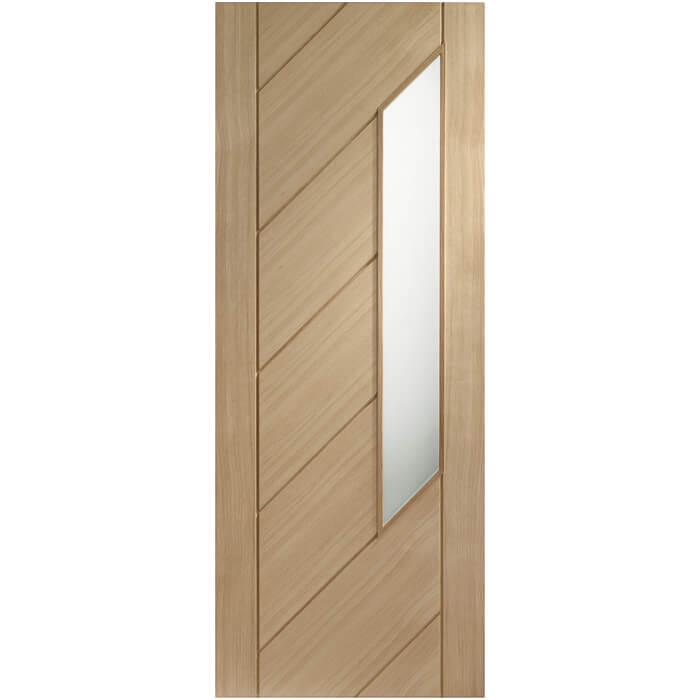 XL Joinery Monza Clear Lacquer Oak 7-Panels Internal Obscure Glazed Door