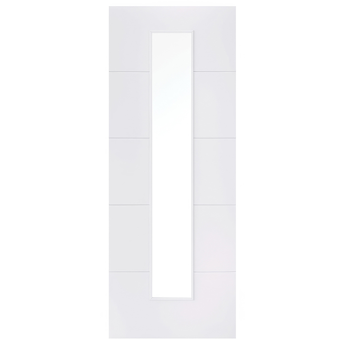 LPD Santandor 1L White Primed 5 Panel Internal Clear Glass Gazed Door