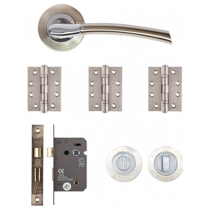 Deanta Hera Satin Nickel Chrome Bathroom Door Handle Kit