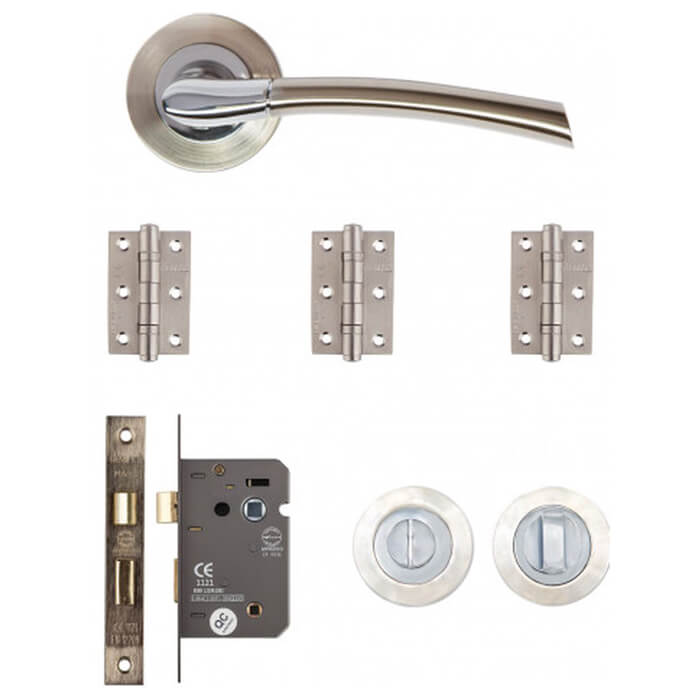 Deanta Hera Satin Nickel Chrome Bathroom Door Handle Kit