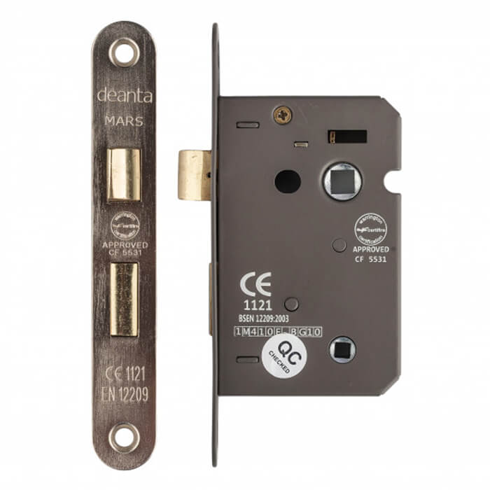 Deanta 3 Lever Bathroom Lock Satin Nickel