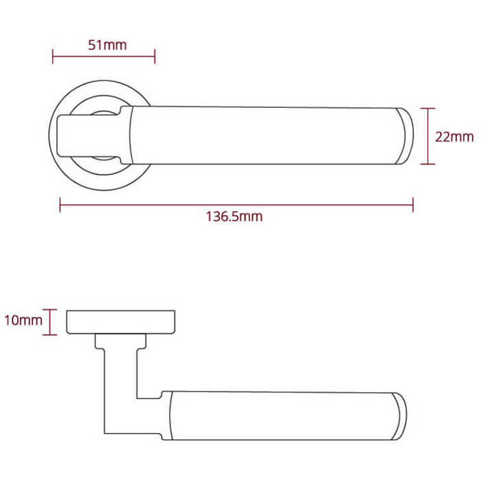 Deanta Delphi Round Rose Ribbed Lever Handle Pair