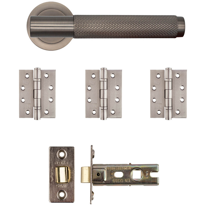 Deanta Sparta Latch Door Handle Kit - Matt Satin Black Nickel