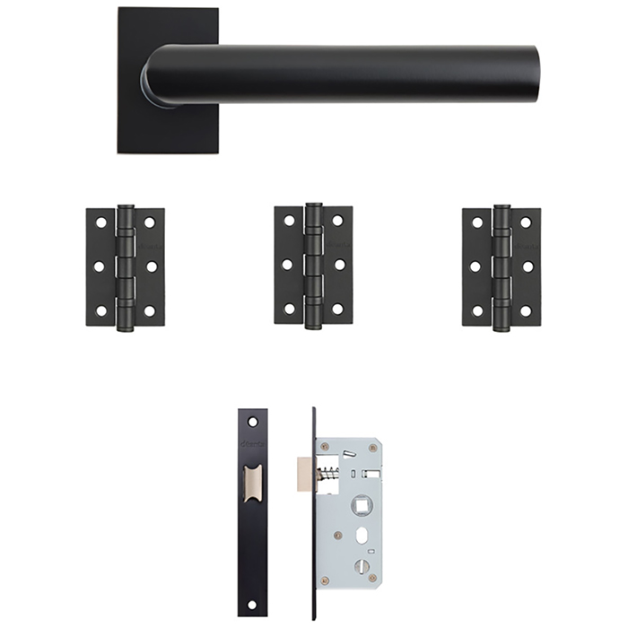 Deanta Ares Urban Matt Black Latch And Hinges Kit