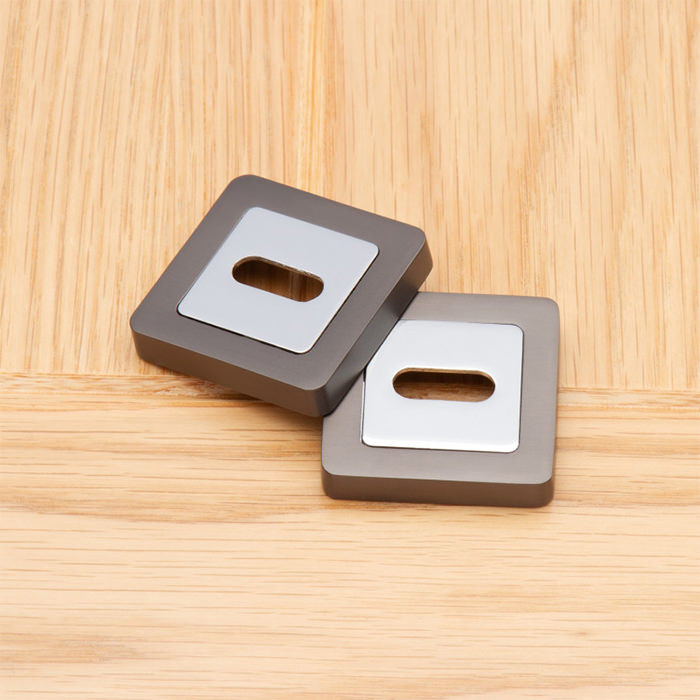 Deanta Escutcheon Pair - Matt Satin Black/Chrome