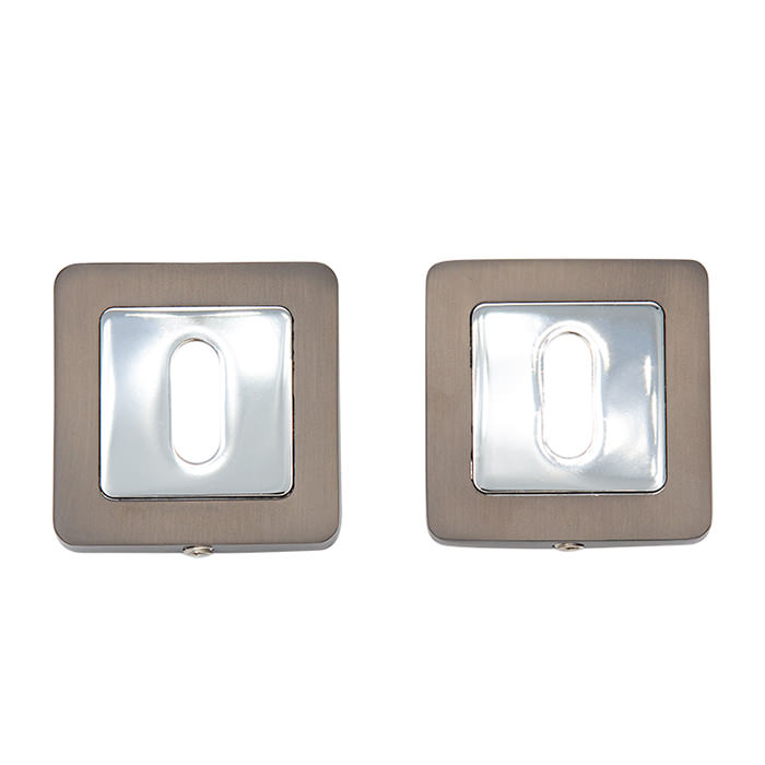 Deanta Escutcheon Pair - Matt Satin Black/Chrome