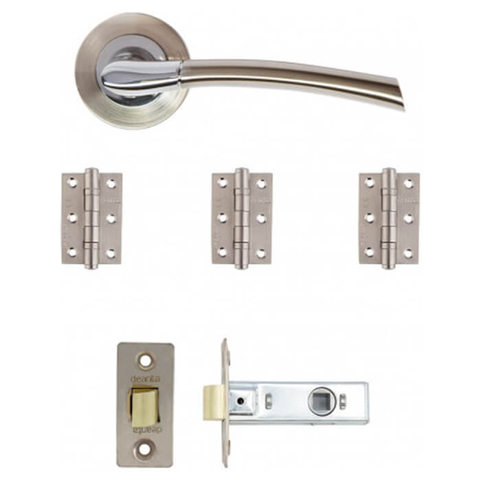 Deanta Hera Satin Nickel Chrome Latch Door Handle Pack