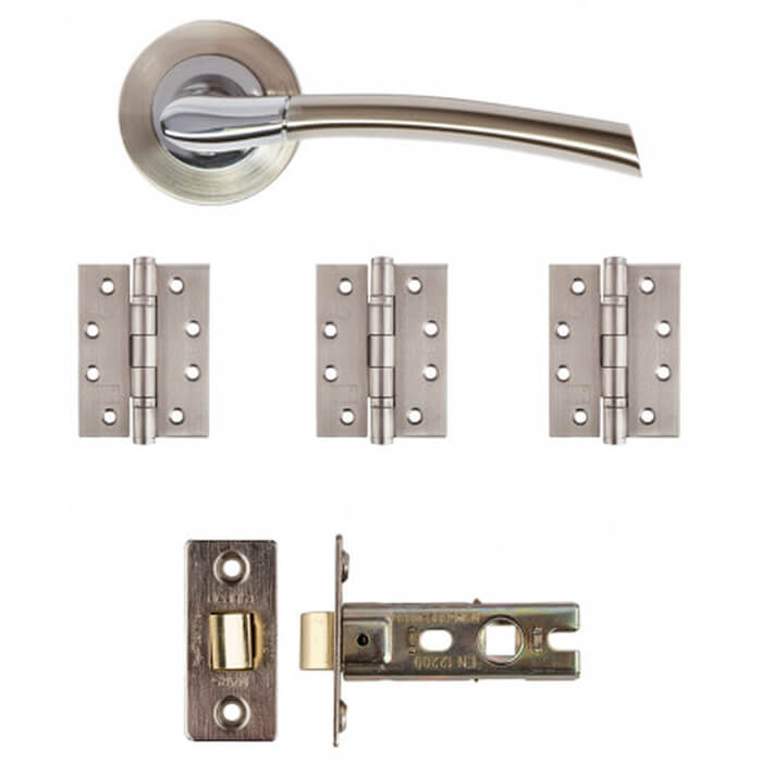 Deanta Hera Satin Nickel Chrome Latch Door Handle Pack