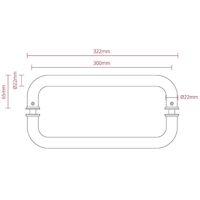 Deanta D-Pull 22mm Diameter Satin Steel Handle