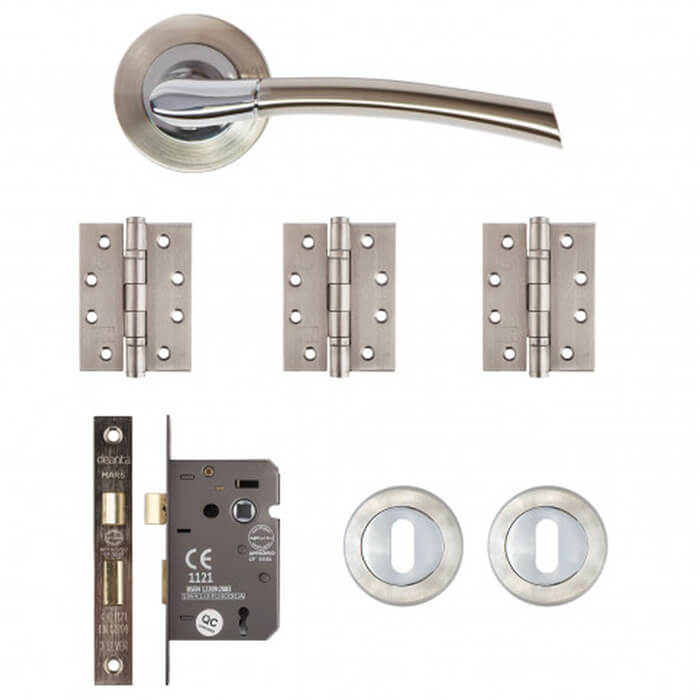 Deanta Hera Satin Nickel Chrome Mortice Door Handle Kit