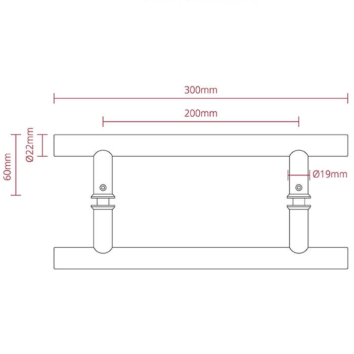 Deanta Guardsman 22mm Diameter Satin Steel Pull Handle