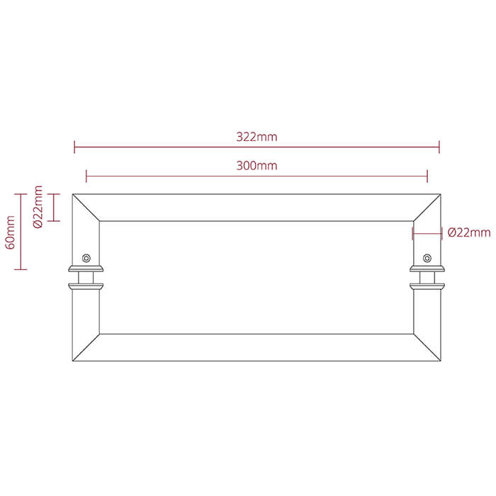 Deanta Mitred 22mm Diameter Polished Steel Pull Handle