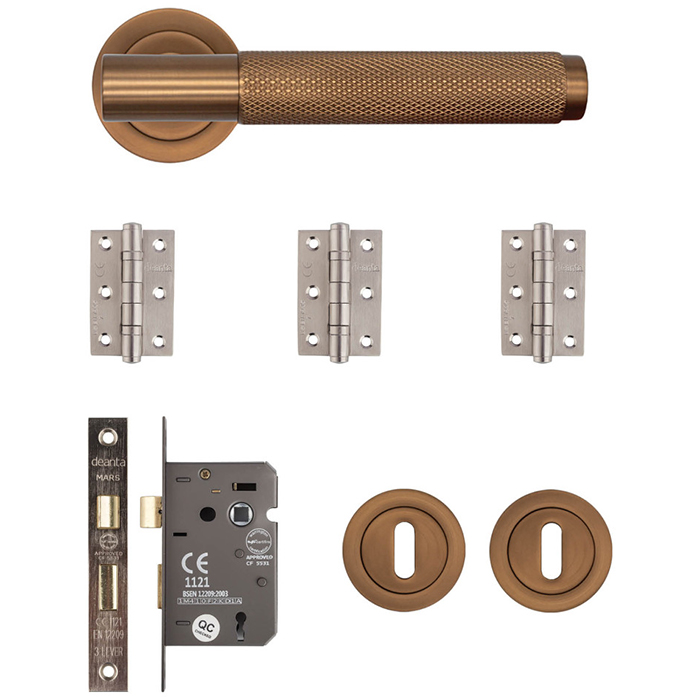 Deanta Sparta Mortice Door Handle Kit - Dark Rose Gold