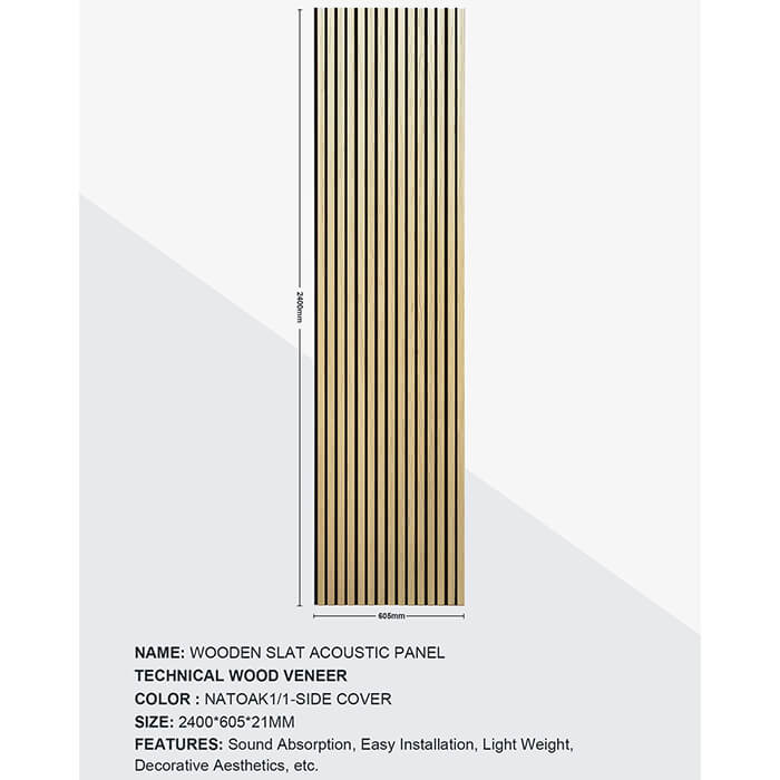 Joseph Miles Acoustic Natural Oak 2400 x 600 x 21mm Wooden Slat Panel