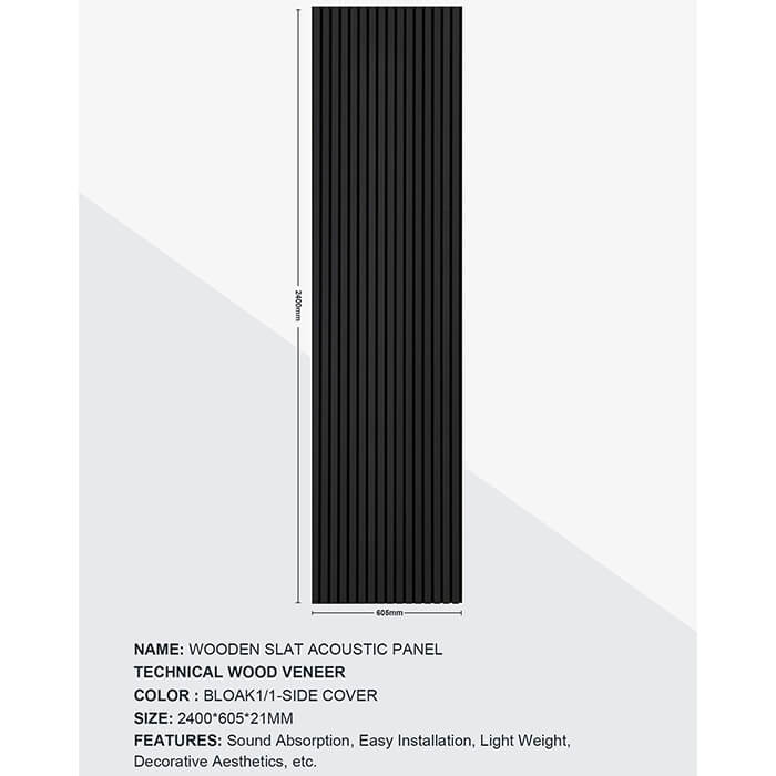 Joseph Miles Acoustic Black Oak 2400 x 600 x 21mm Wooden Slat Panel