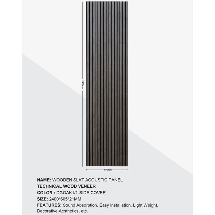 Joseph Miles Acoustic Dark Grey Oak 2400 x 600 x 21mm Wooden Slat Panel
