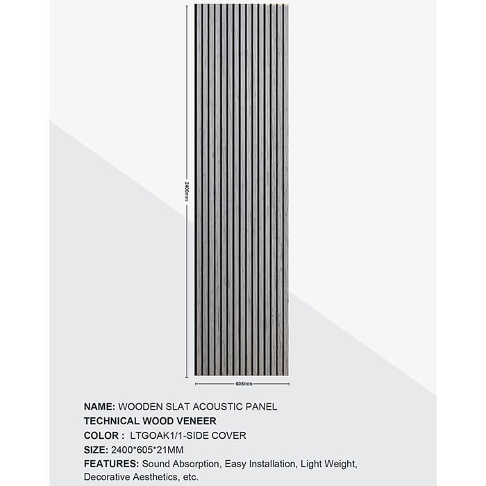 Joseph Miles Acoustic Light Grey Oak 2400 x 600 x 21mm Wooden Slat Panel