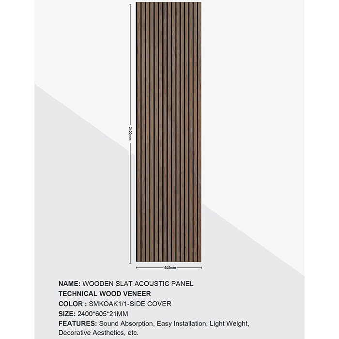 Joseph Miles Acoustic Burnt Oak 2400 x 600 x 21mm Wooden Slat Panel