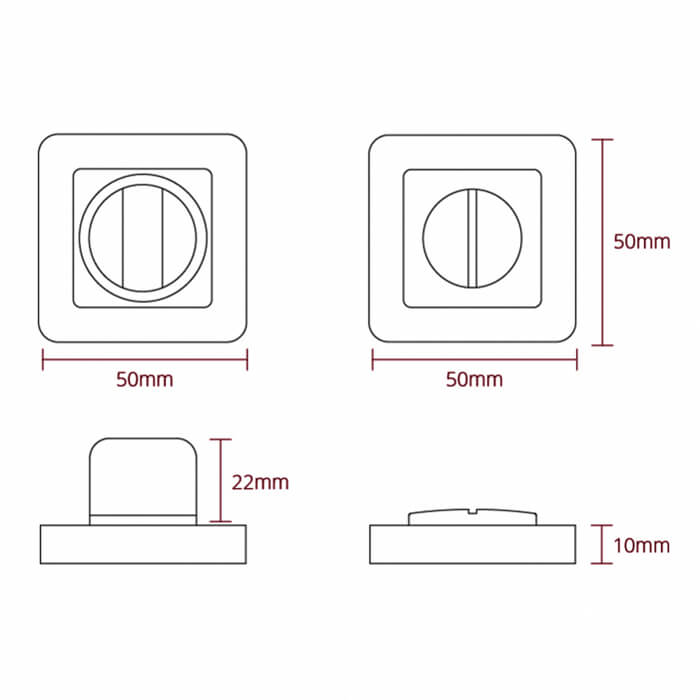 Deanta Thumb-Turn Square Bathroom Lock