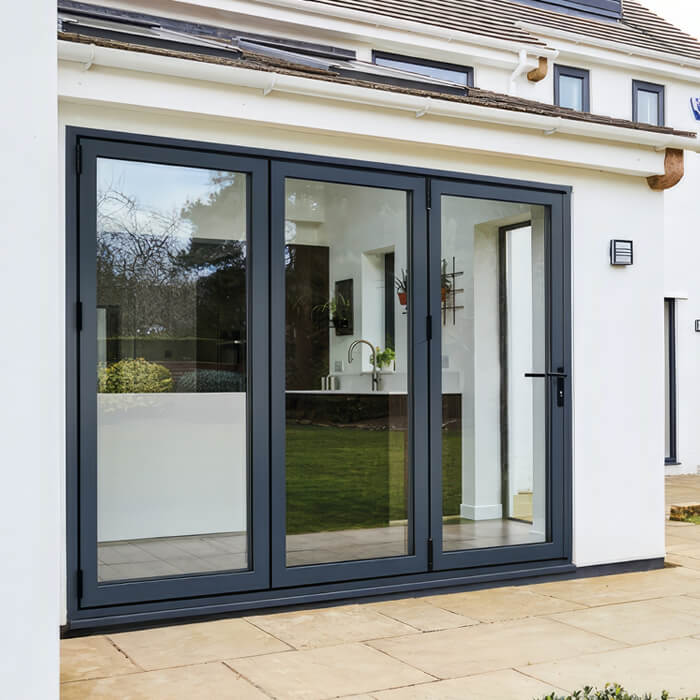 LPD Aluvu Pre-Finished Anthracite-Grey External Bi-Fold Door Set 3+0