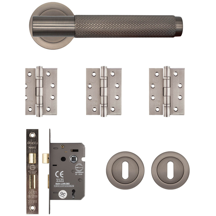 Deanta Sparta Mortice Door Handle Kit - Matt Satin Black Nickel