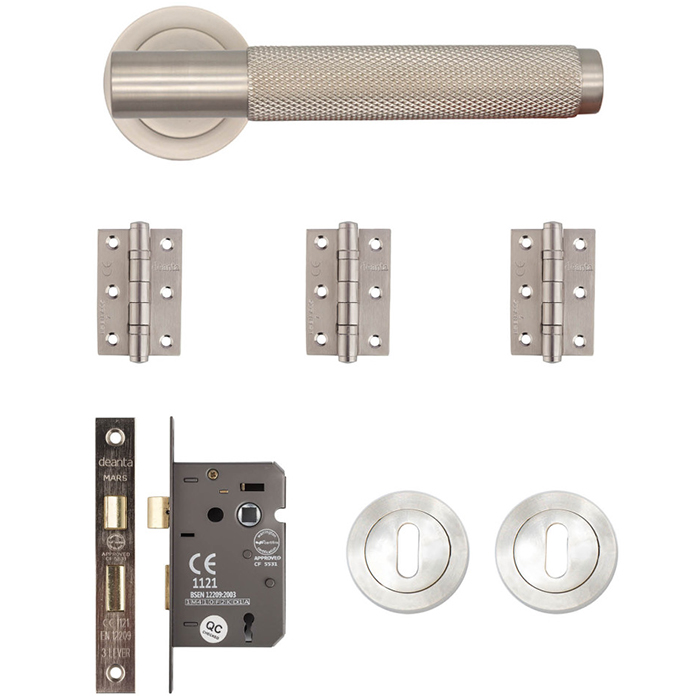 Deanta Sparta Mortice Door Handle Kit - Satin Nickel