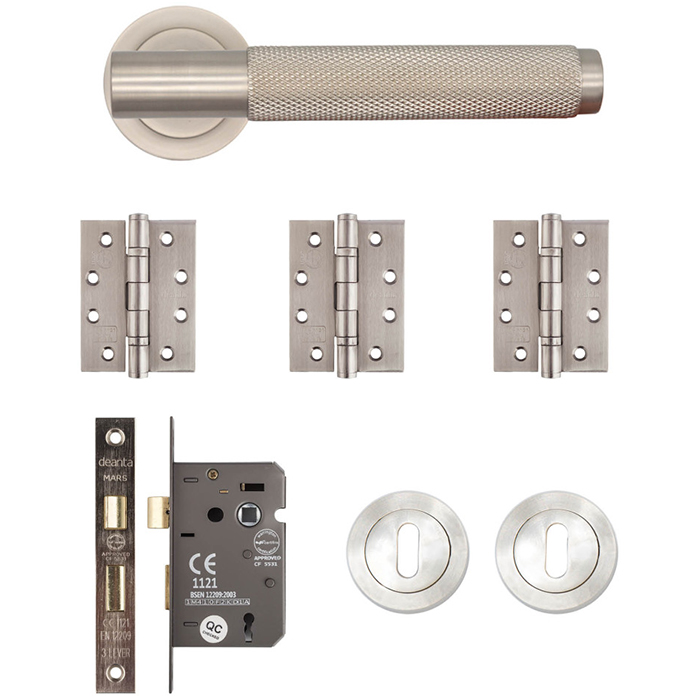 Deanta Sparta Mortice Door Handle Kit - Satin Nickel