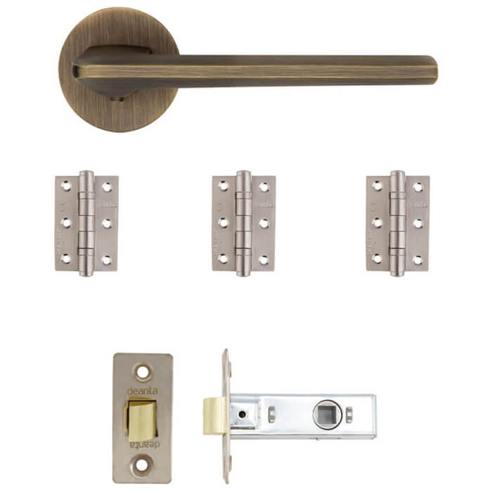 Deanta Ithaca Matt Antique Brass Latch Door Handle Kit