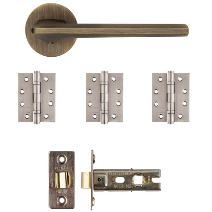 Deanta Ithaca Matt Antique Brass Latch Door Handle Kit