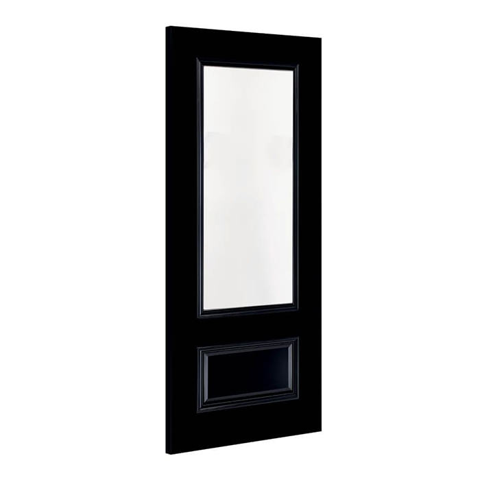 Deanta Sandringham Black Pre-finished Clear Glazed 2-Panel Internal Door